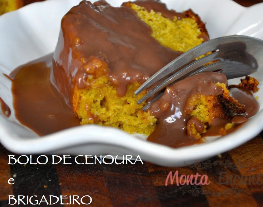 bolo de cenoura com calda de brigadeiro