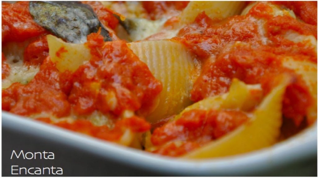 Conchigliones de bacalhau ao molho sugo