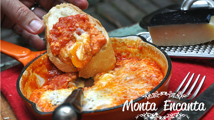 Ovo Mollet à Parmegiana, eggs in purgatory!