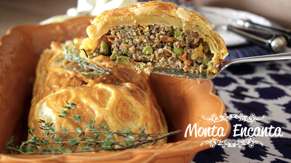 Moída Wellington com legumes