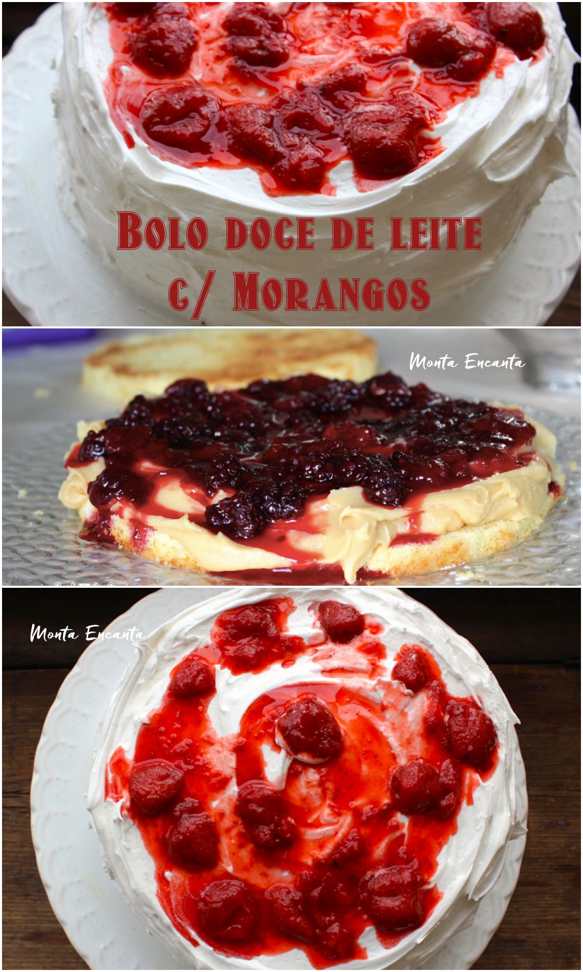 bolo doce de leite com frutas vermelhas