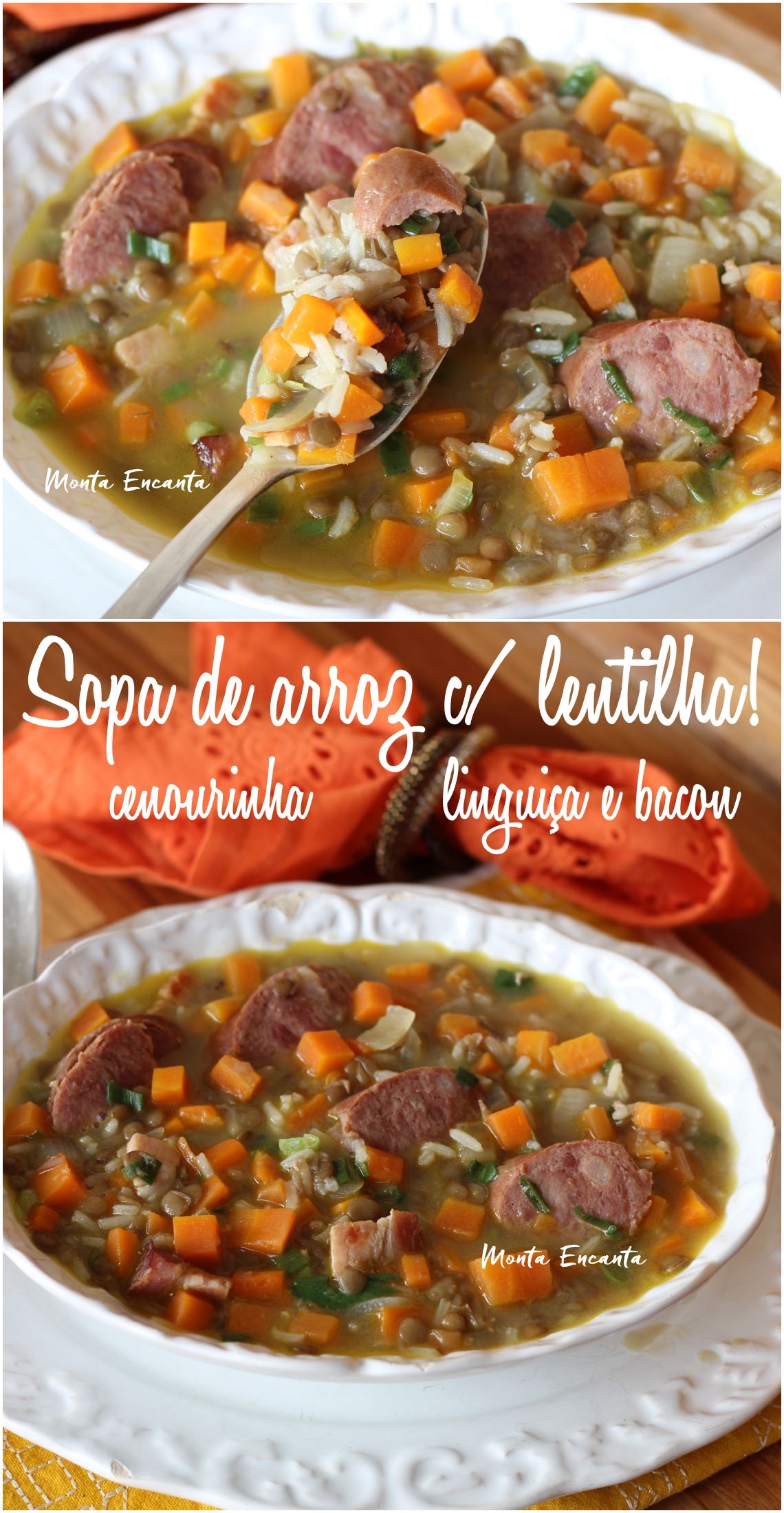 sopa de arroz com lentilha