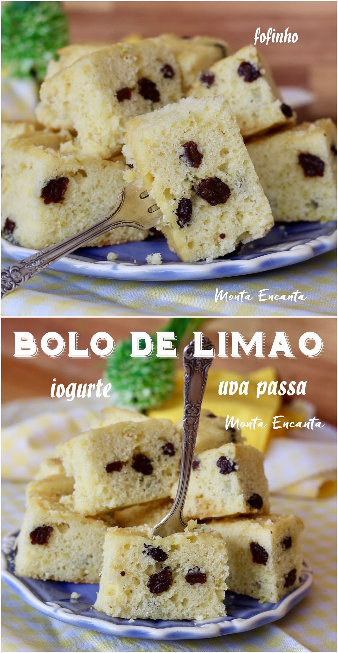 bolo de limão com uva passa