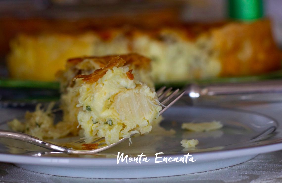 Torta de bacalhau, massa folhada e bacalhau