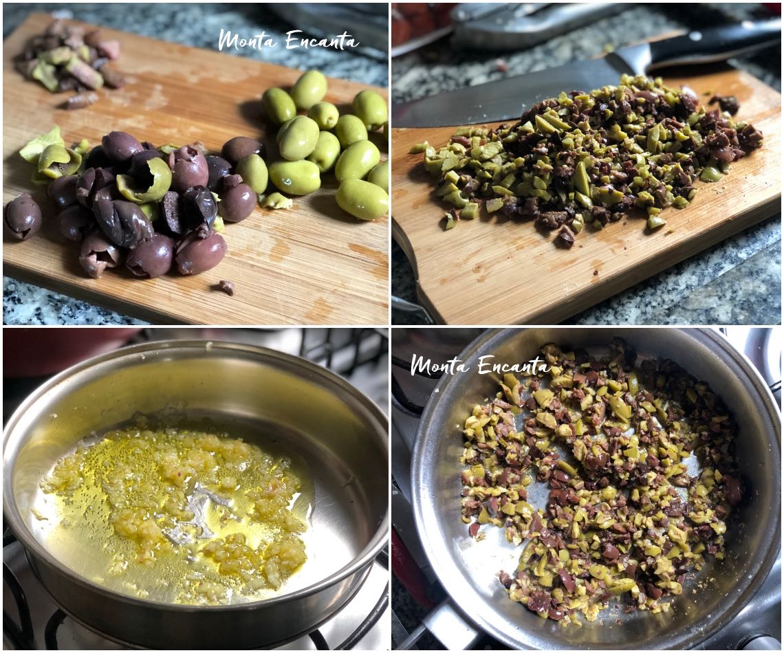 salsicha com tapenade de azeitona