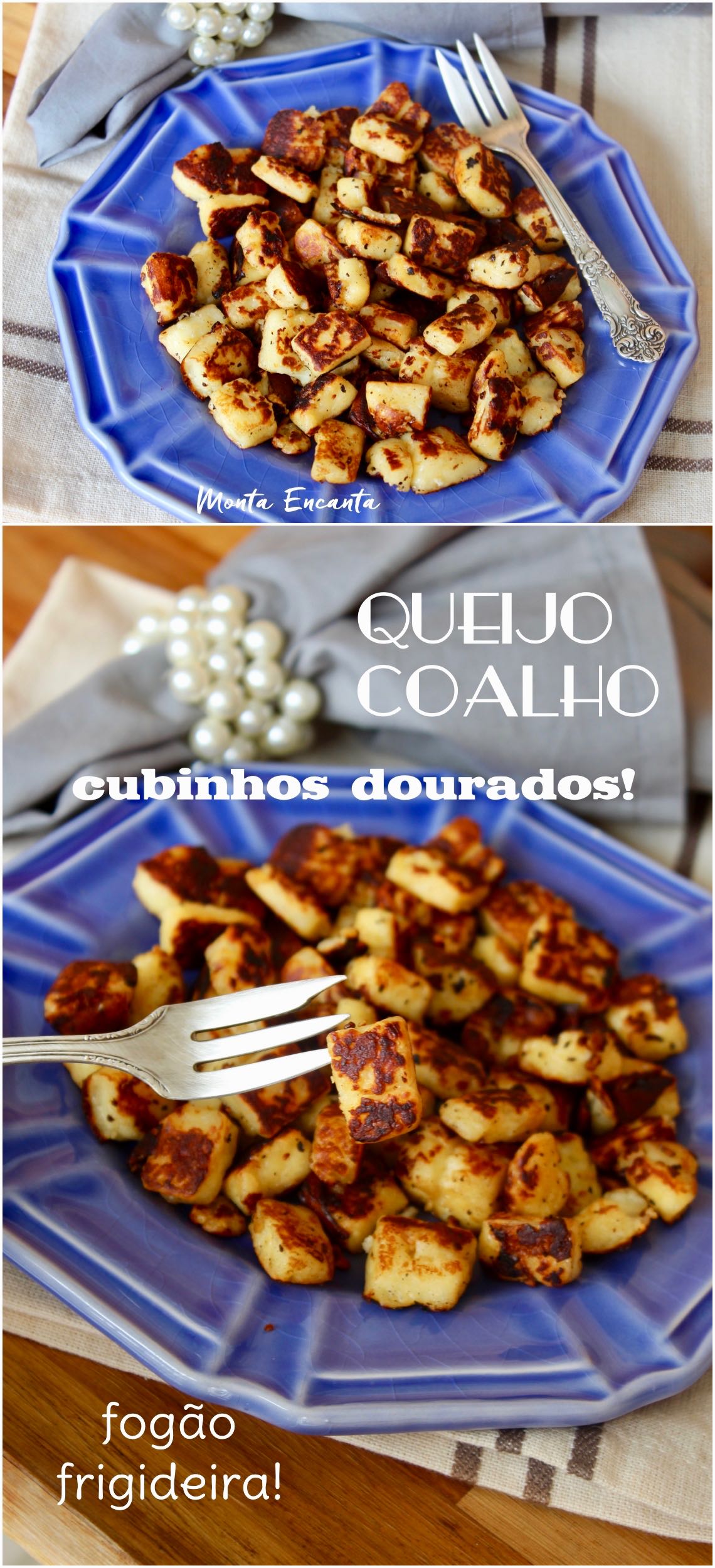 cubos de queijo coalho na frigideira