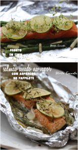 salmão com aspargos assado no vapor