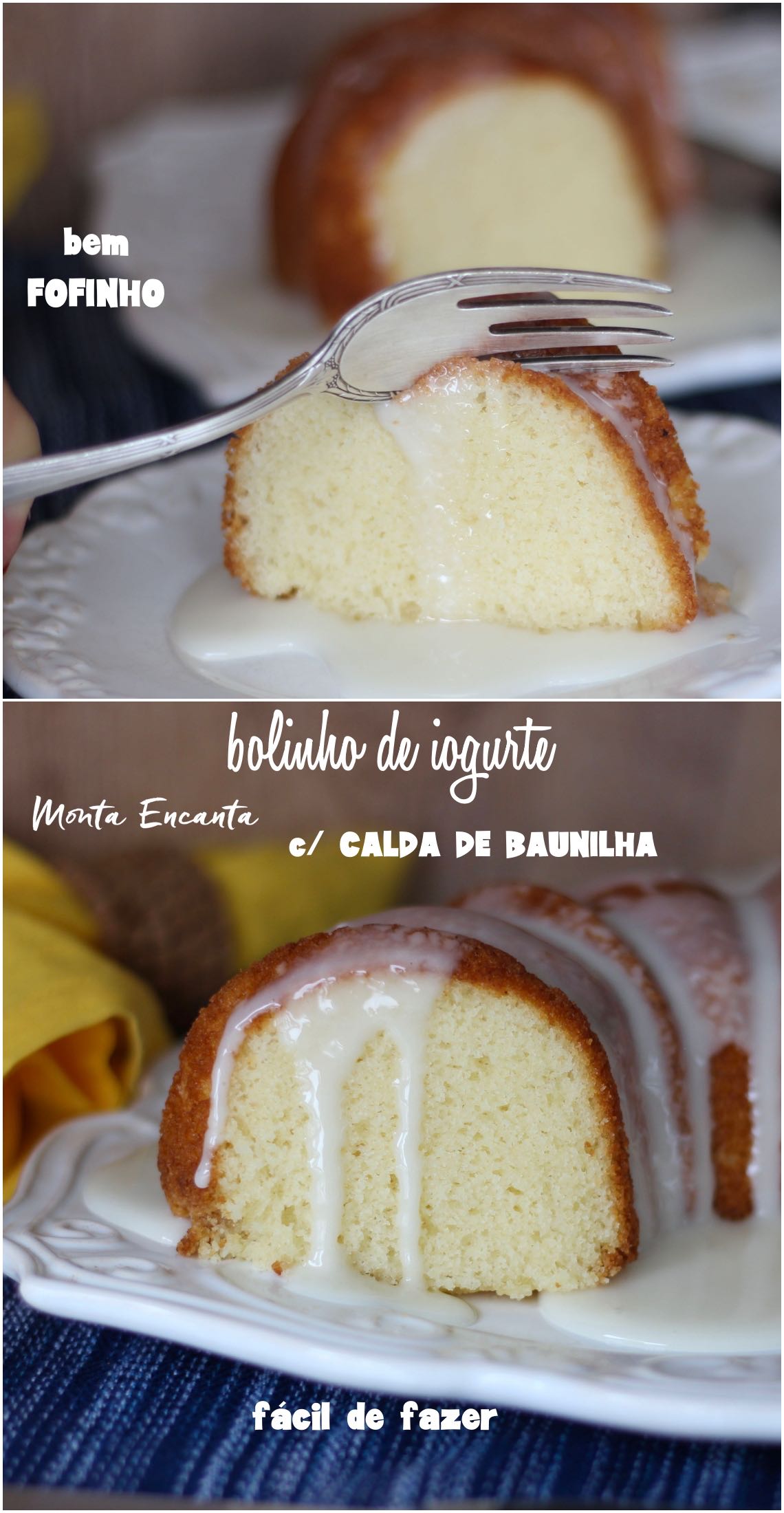 bolo de iogurte com calda de baunilha