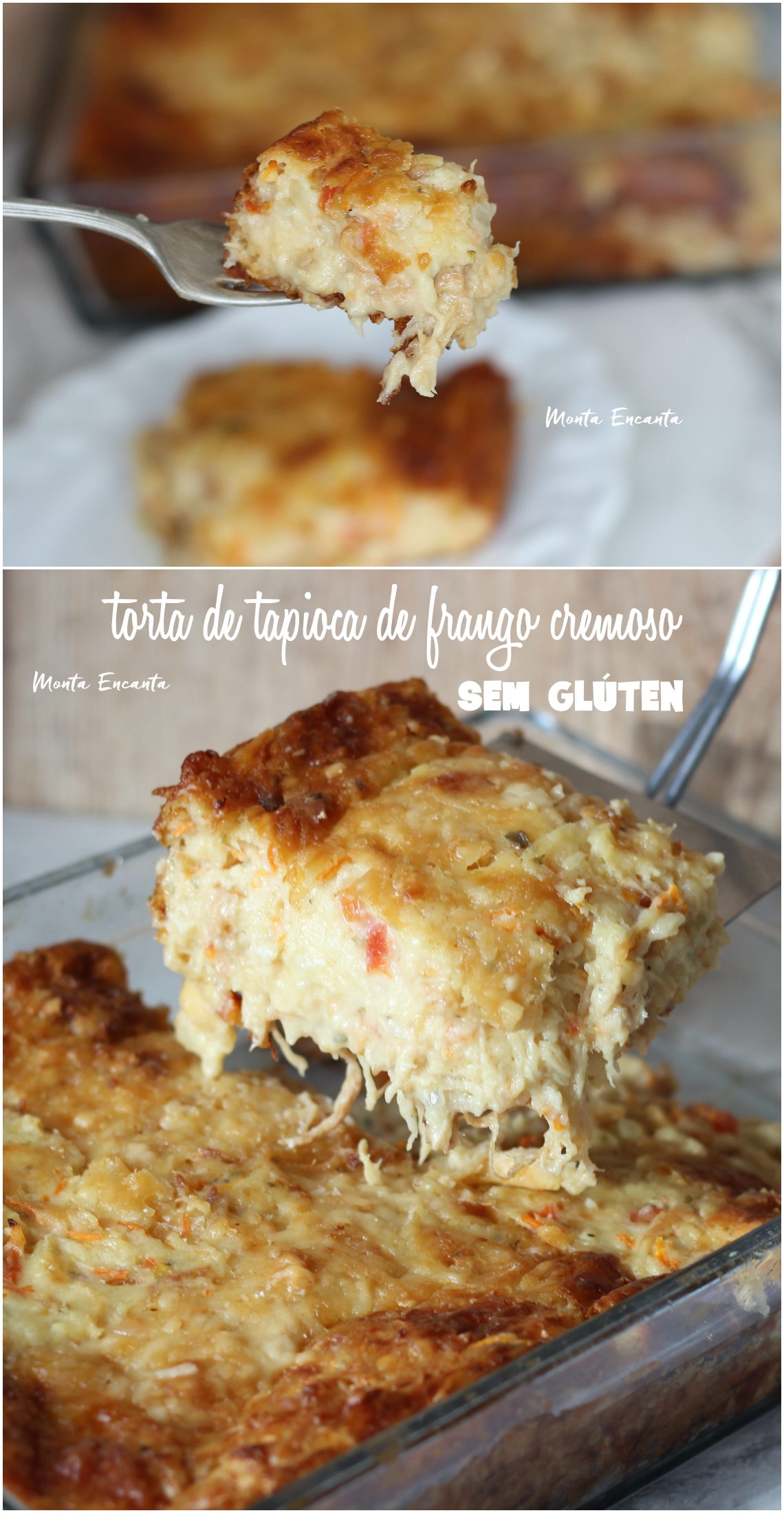 torta de tapioca com frango cremoso e sem gluten de liquidificador