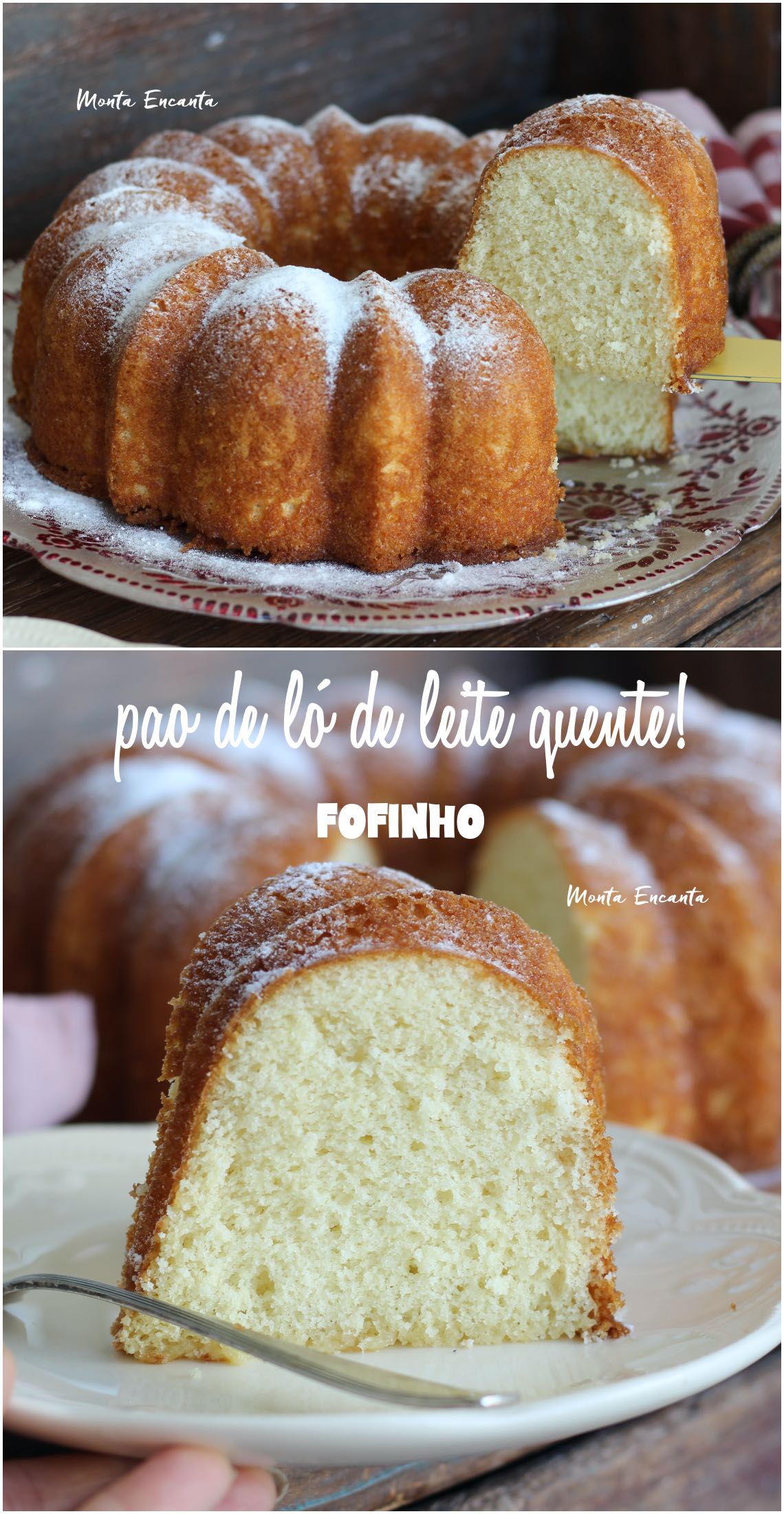 pão de ló de leite quente, bolo simples, leve e fofo