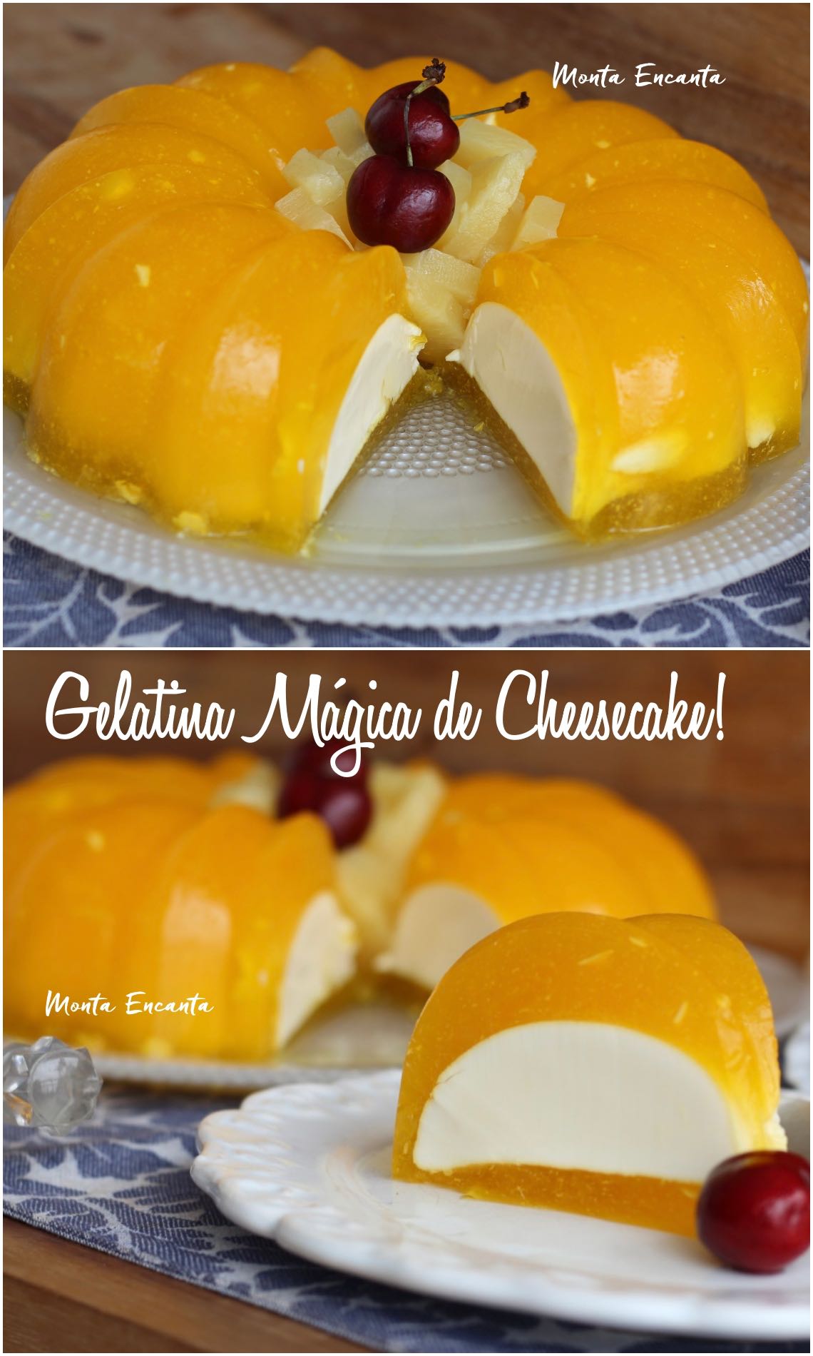 gelatina mágica de cheesecake sabor abacaxi
