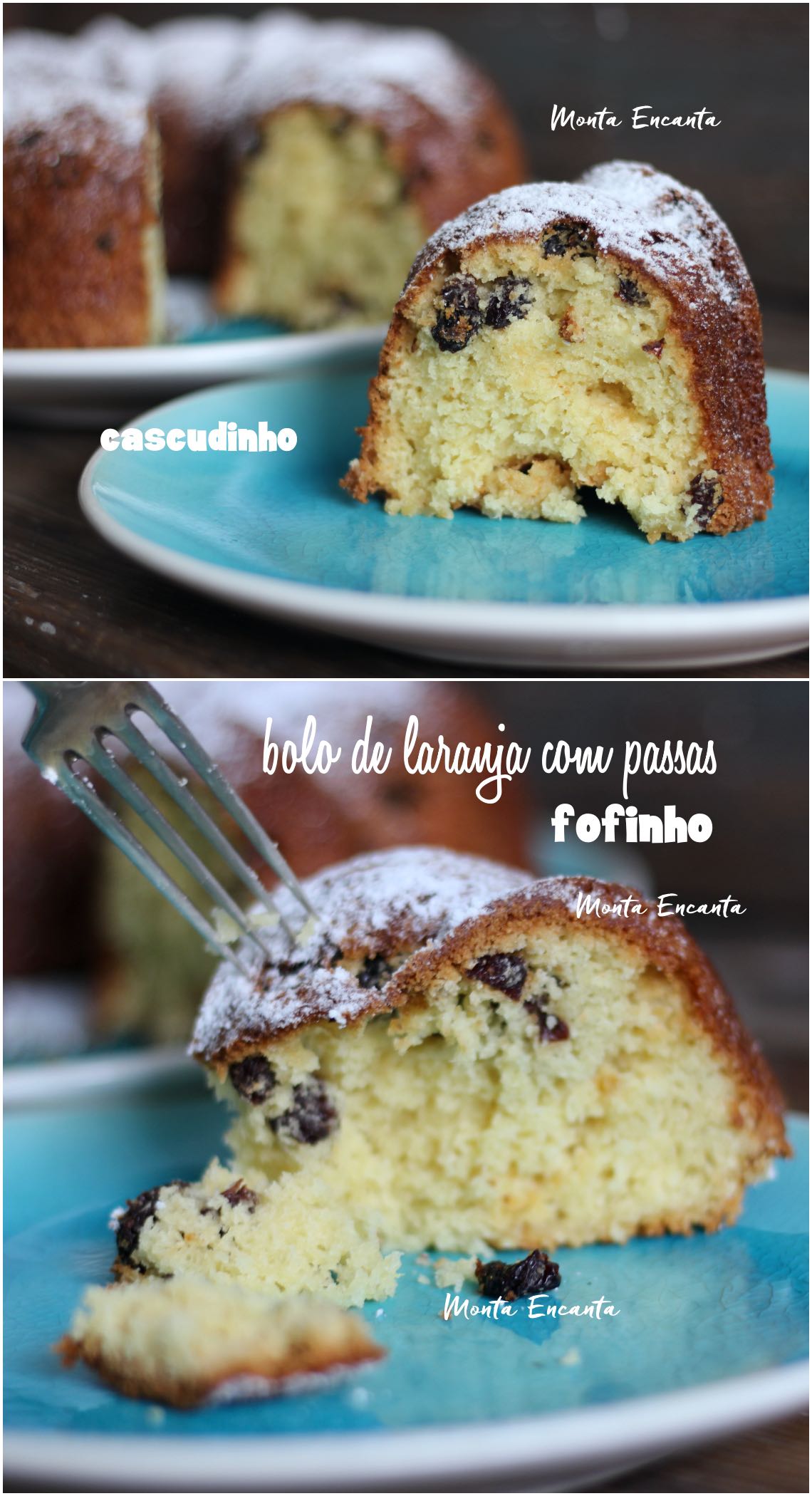 bolo de laranja com uva passa fica com cara de festa