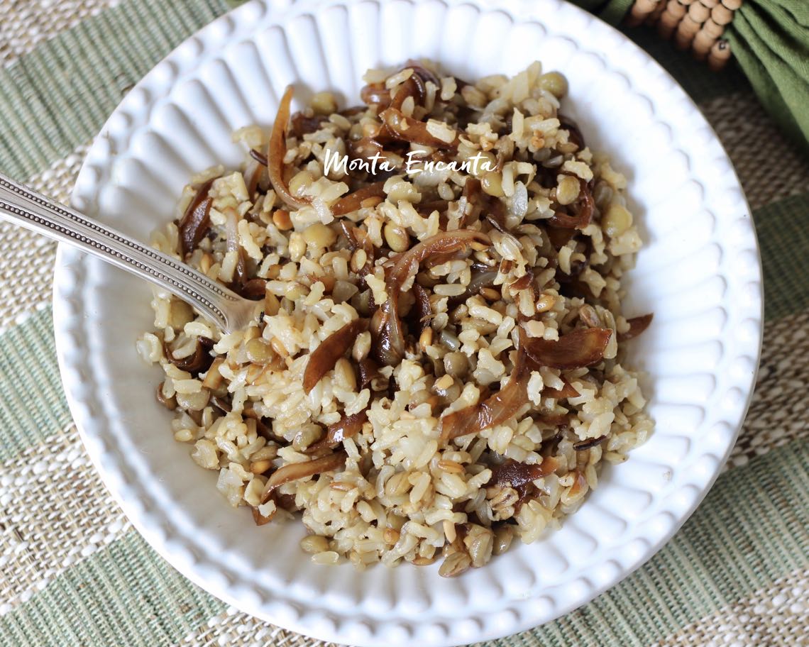 Arroz integral com lentilha