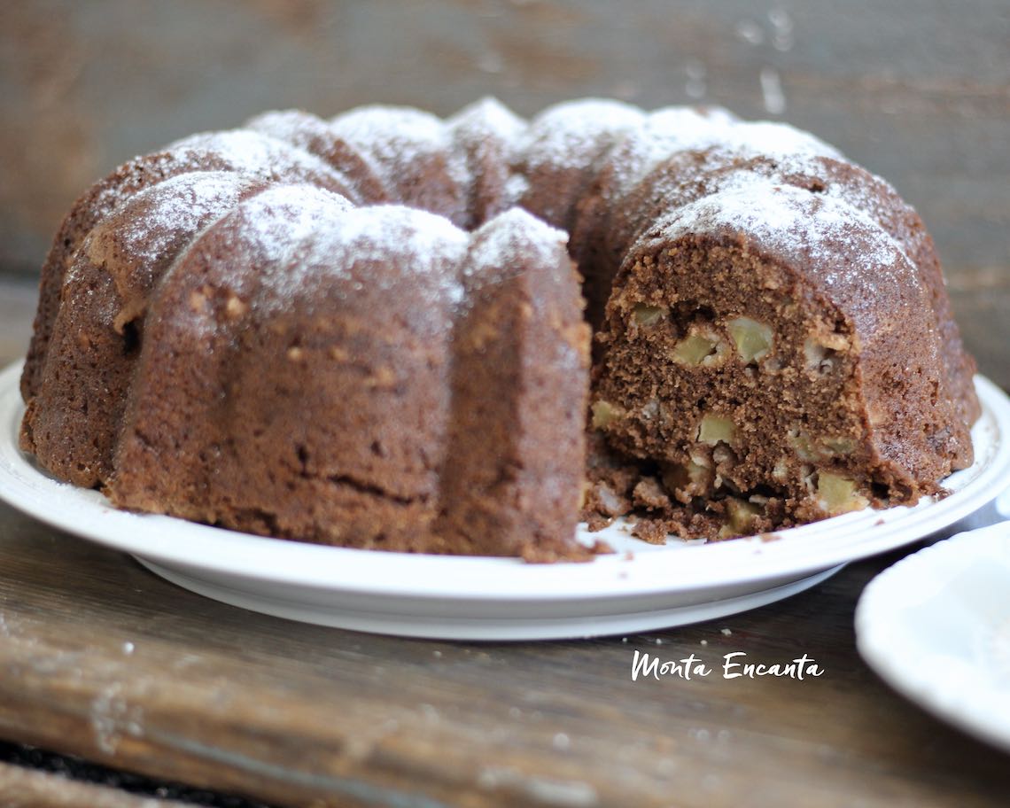 bolo de maça e chocolate sem gluten