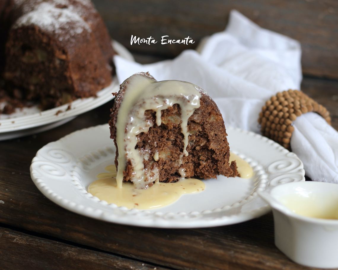 bolo de maça e chocolate sem gluten