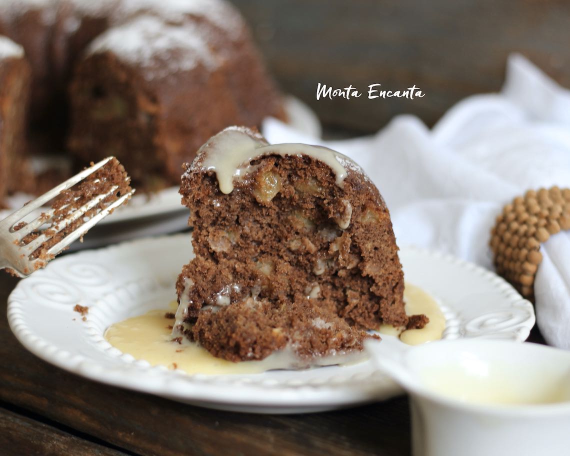 bolo de maça e chocolate sem gluten