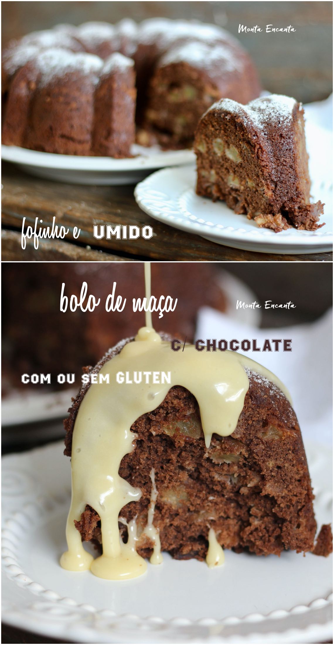 bolo de maça e chocolate sem gluten 