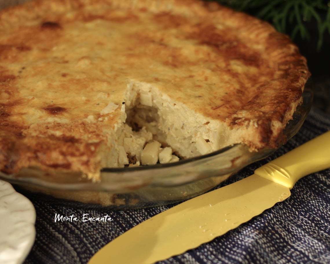 Torta de palmito com massa podre e recheio  cremoso