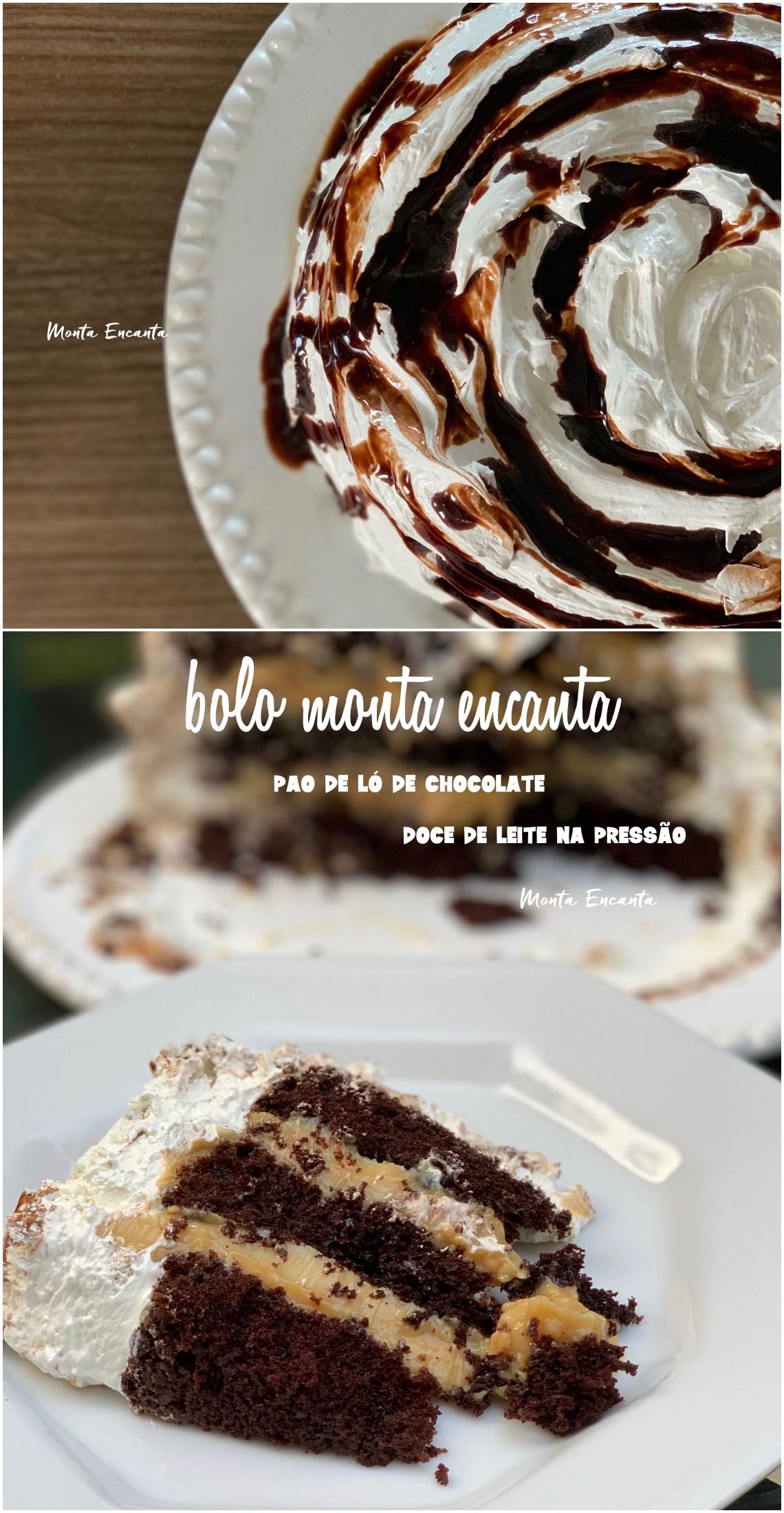 Bolo de chocolate Monta Encanta,  vestido para festa!