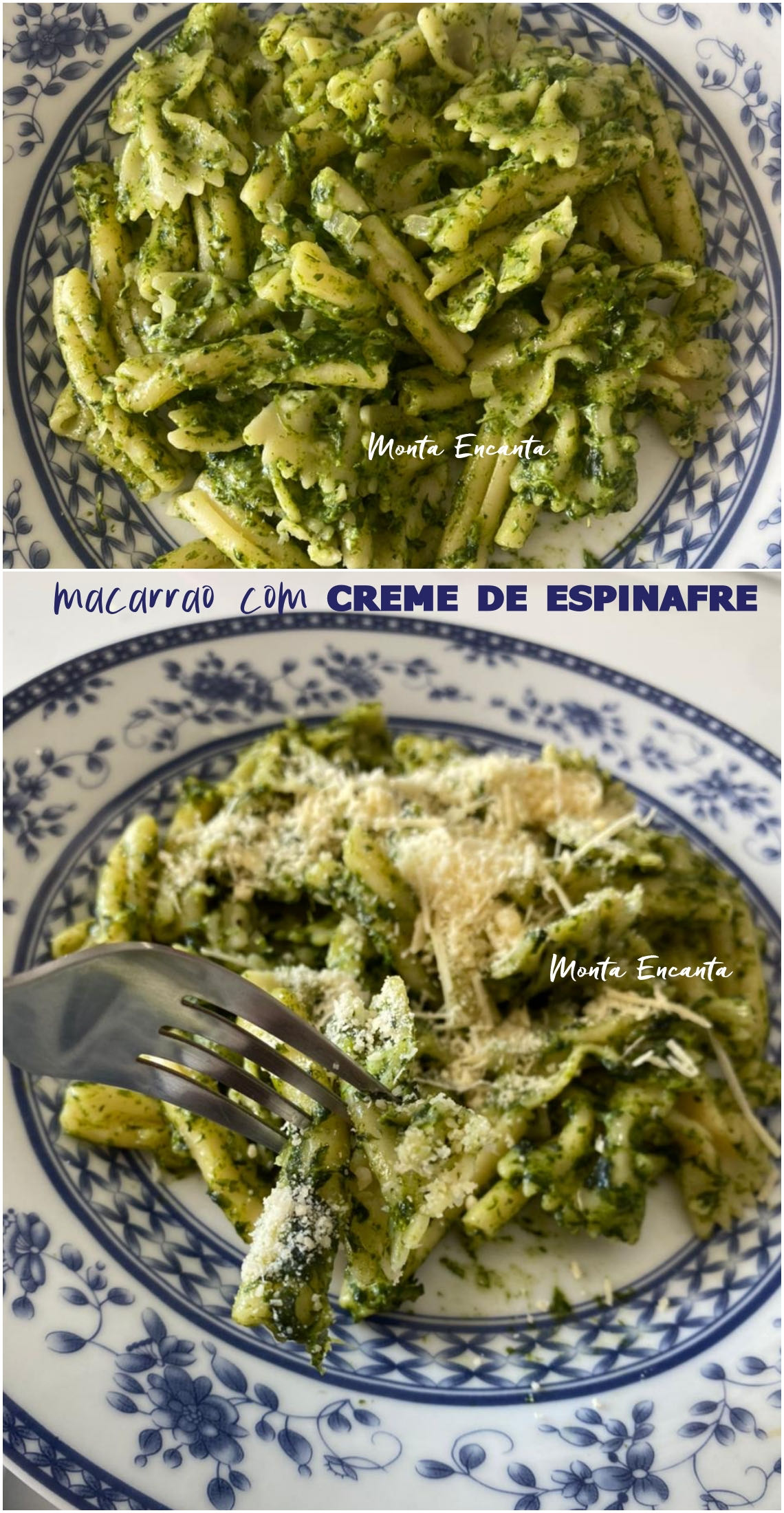 macarrão com creme de espinafre