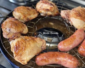 frango e linguiça assado