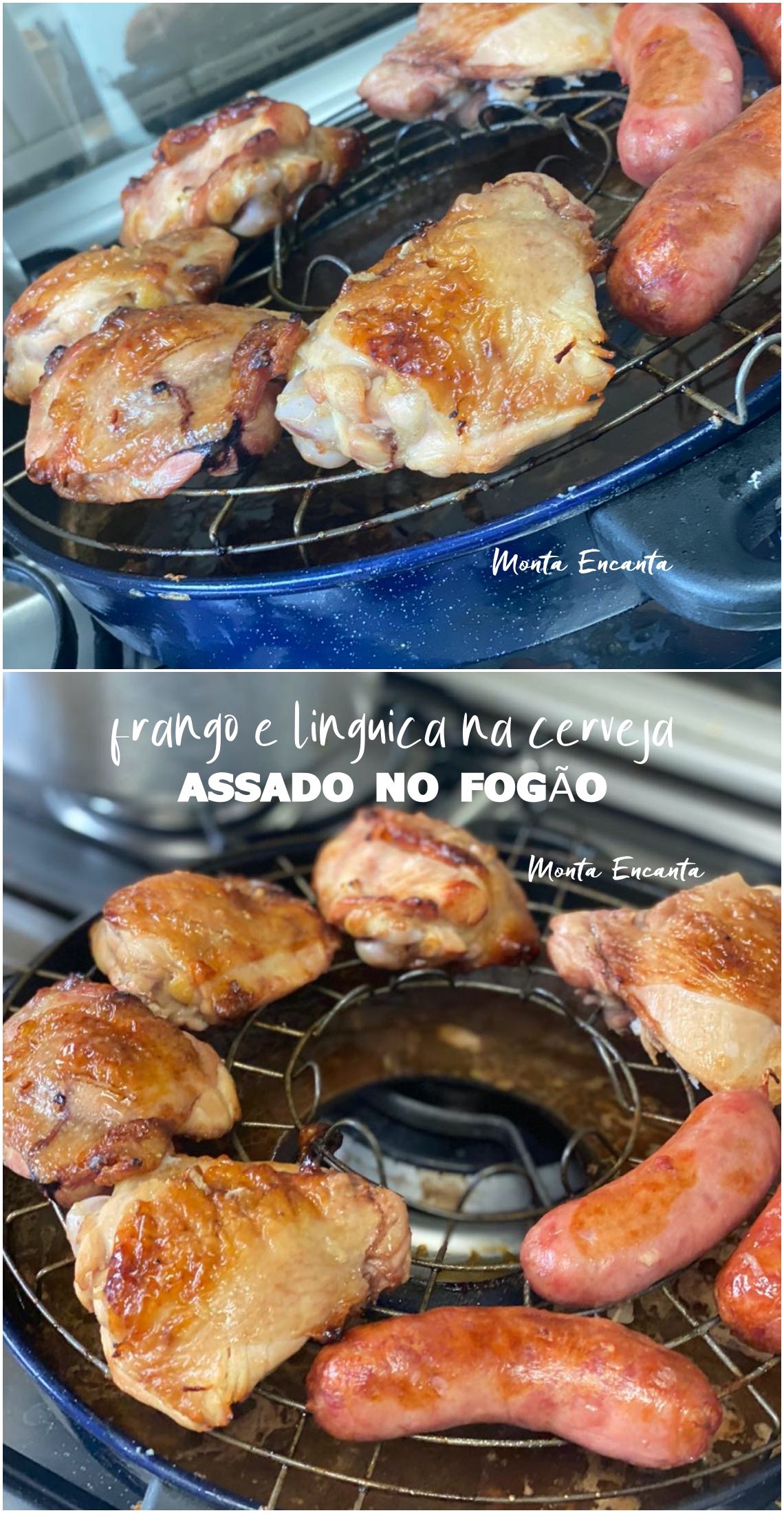 frango e linguiça assado