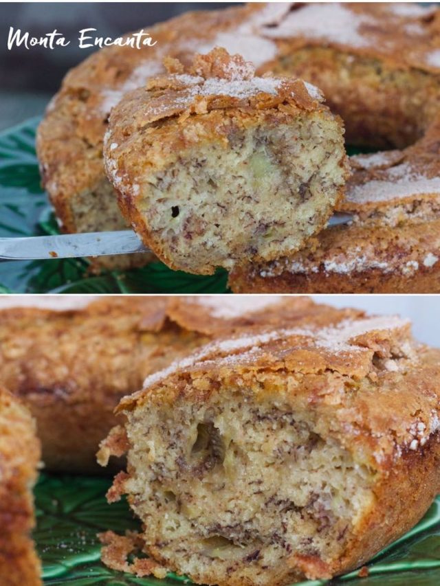 Bolo de Banana com casquinha crocante de canela