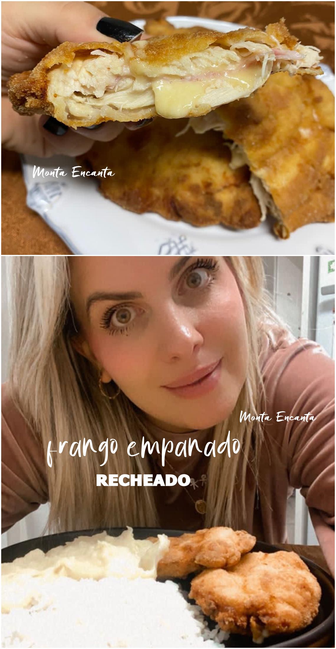 filé de frango empanado e recheado