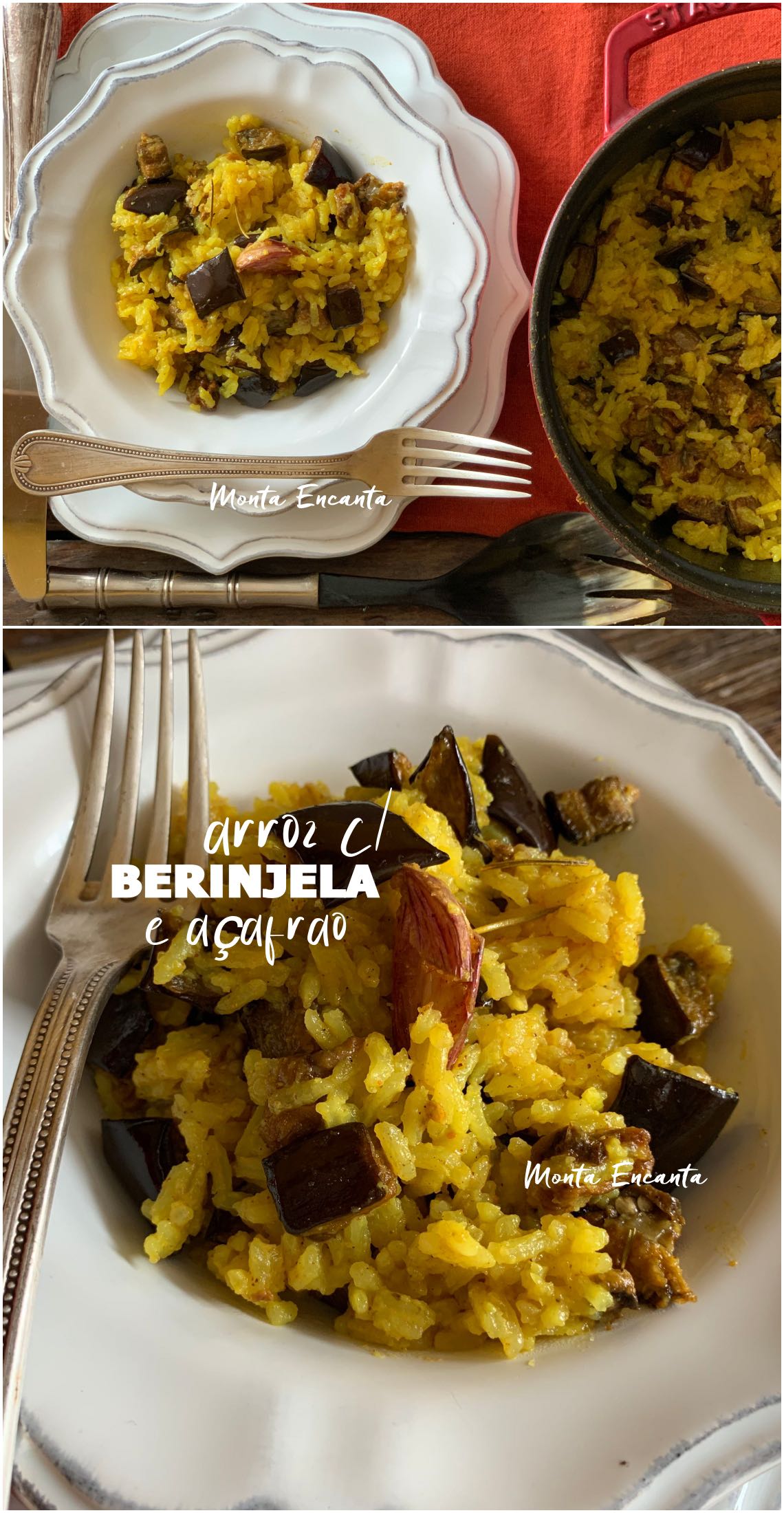 arroz com berinjela e açafrão