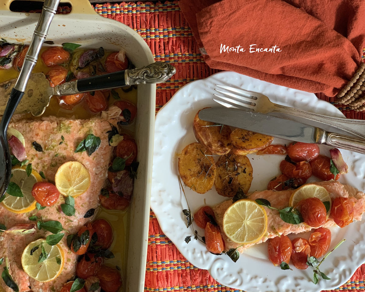 salmão com tomate confit