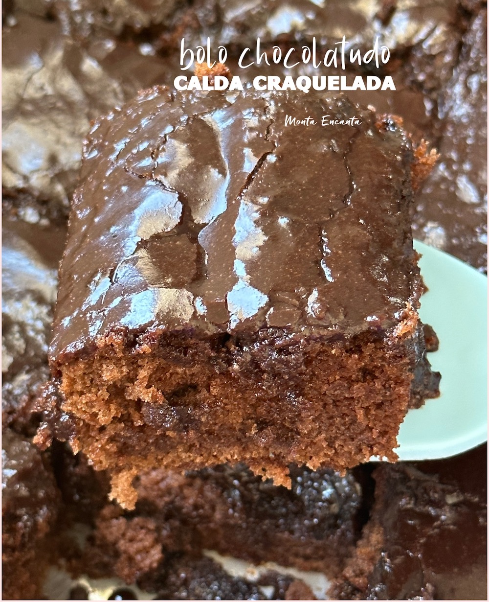 bolo com calda craquelada