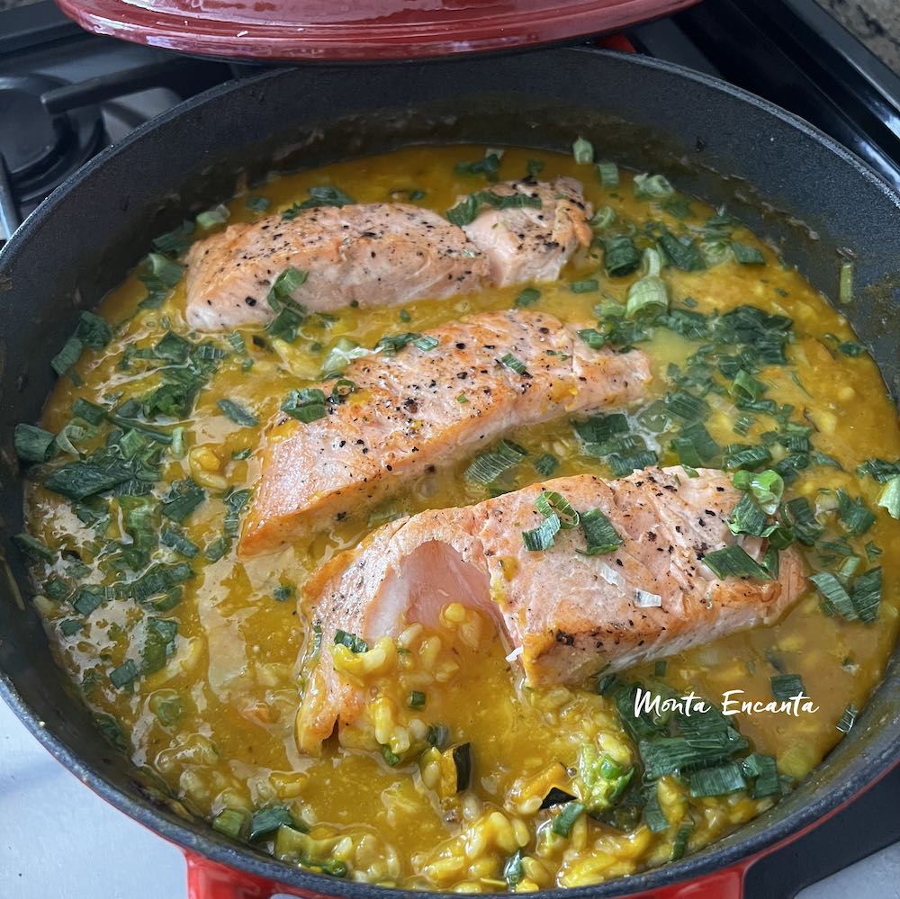 salmão com risoto