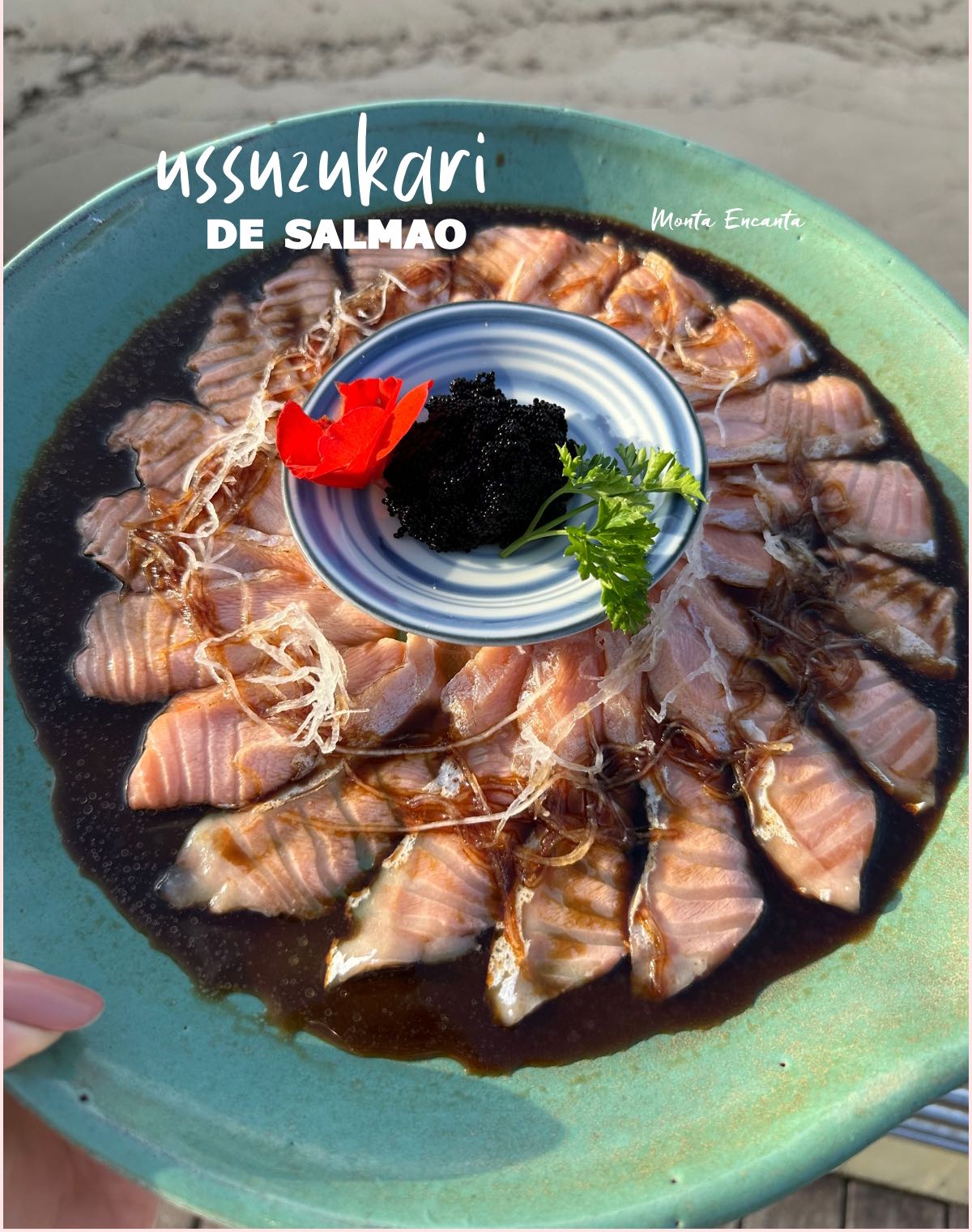 Ussuzukuri de salmão com molho ponzu