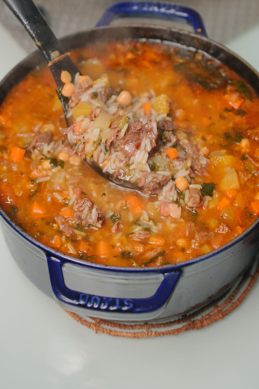 sopa de músculo com arroz
